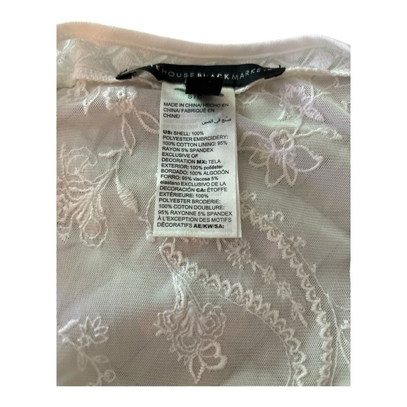 WHITE HOUSE BLACK MARKET blouse, lacy  and embroidered and sewn in cami.  Flowy. - Picture 8 of 8